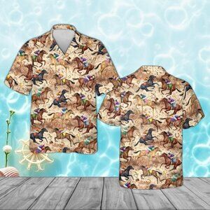 Kentucky Derby Party Shirt, Horse Racing Hawaiian Shirt